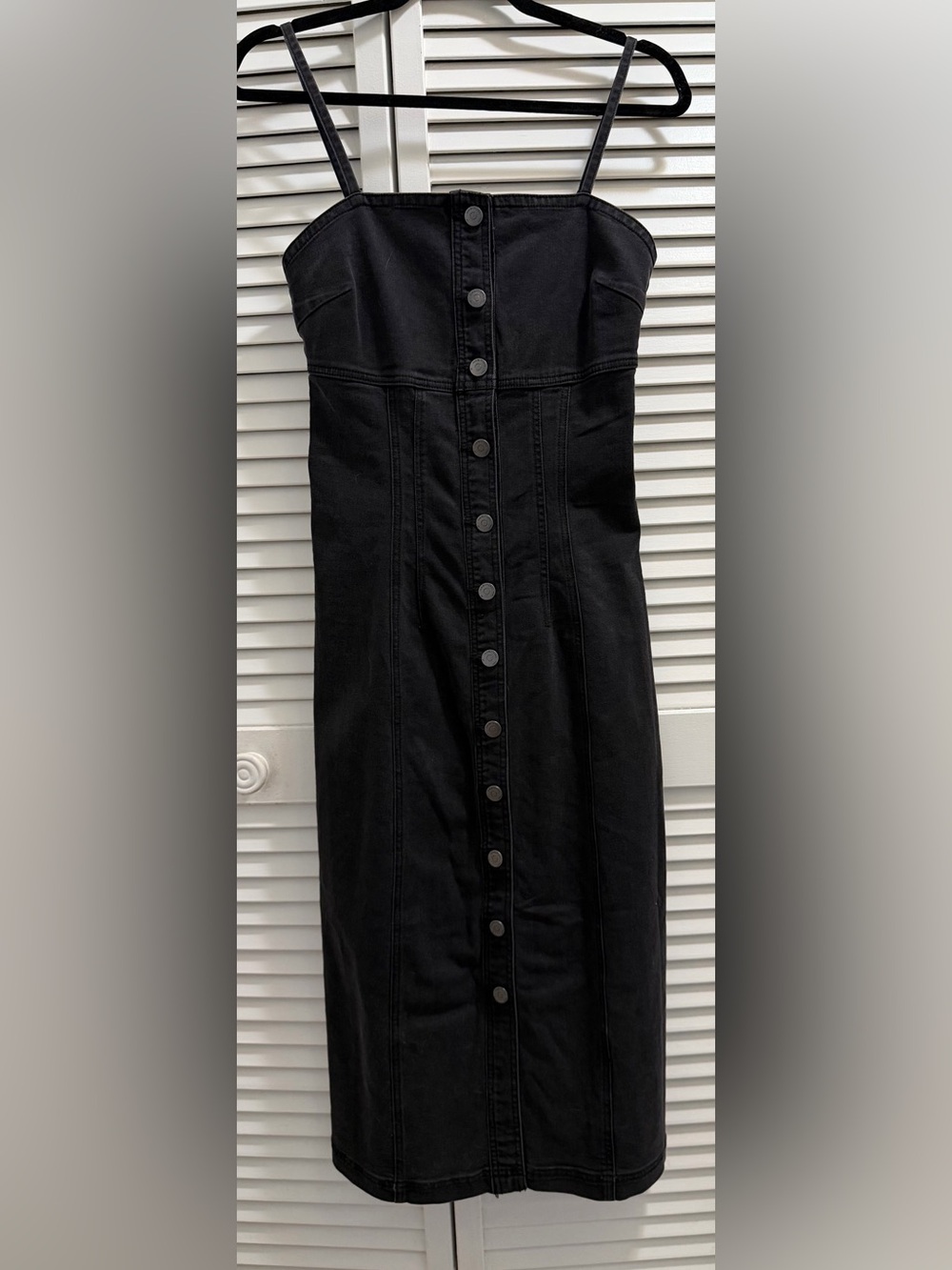 NWT Habitual Vintage Black Denim Button Front Corset Seamed Sheath Dress 2